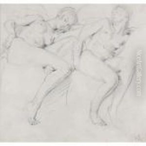 Girl In A Chair - Two Versions by Wilfred Gabriel De Glehn