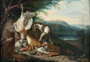 Chiens Et Gibier Dans Un Paysage by Adriaen de Gryef