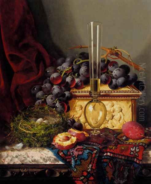 Still Life With Fruit, Birds Nest, Glass Vase And Casket - view 1