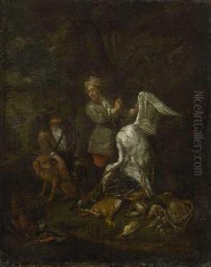 Zwei Jager Mit Zwei Hunden Und Ihrer Jagdbeute. by Adriaen de Gryef