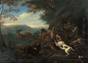 Jachttafereel by Adriaen de Gryef