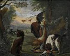 Hunting Scene By The Edge Of The Forest by Adriaen de Gryef
