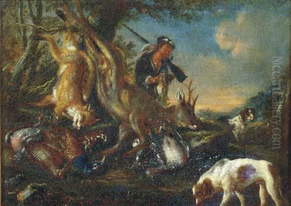 A Hunter With Game And Dogs In A Landscape - view 1