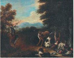 Scene De Chasse. by Adriaen de Gryef
