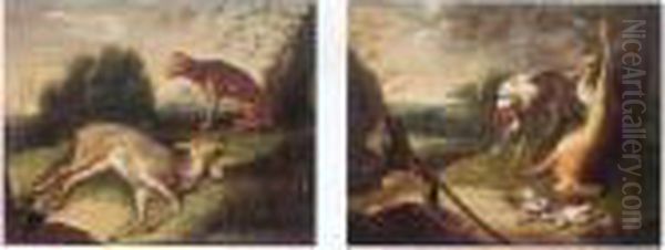 A Hunting Still Life With A Deer
And A Dog; A Hunting Still Life With Birds, A Hare And A Dog - view 1