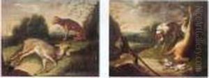 A Hunting Still Life With A Deer
And A Dog; A Hunting Still Life With Birds, A Hare And A Dog by Adriaen de Gryef