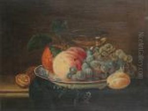 Stilleven Met Perzik En Druiven by Jan Davidsz De Heem