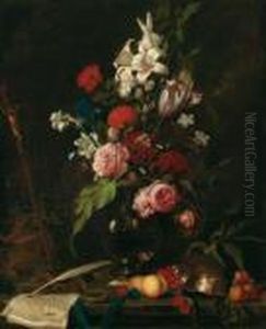 Blumenbouquet Mit Fruchten by Jan Davidsz De Heem
