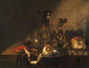 Still Life With Lobster, Peeled Lemon And Large Goblet by Jan Davidsz De Heem