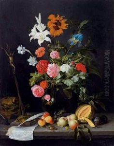 Vanite Au Bouquet De Fleurs by Jan Davidsz De Heem