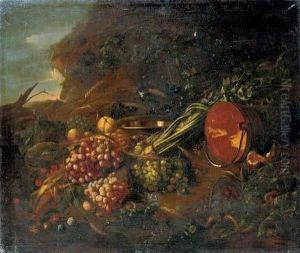 Fruit, Vegetables And Copper Wear In A Landscape