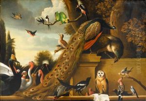 Gathering Of Bird Life by Melchior de Hondecoeter
