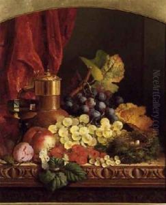 Grapes Peaches plums and other fruit by Edward Ladell
