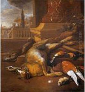 Bodegon De Caza En Una Terraza by Melchior de Hondecoeter