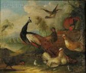 Birds In A Landscape by Melchior de Hondecoeter
