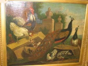 Peacock And Other Fowl In A Garden