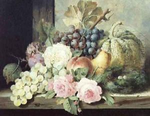 Still Life with Roses and Fruit by Edward Ladell