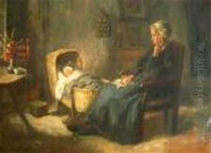Interior Of A Women With A Baby In A Crib