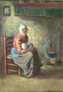 By The Fireside by Bernard Johann De Hoog