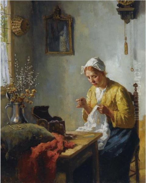 Doing Needlework By The Window - view 1