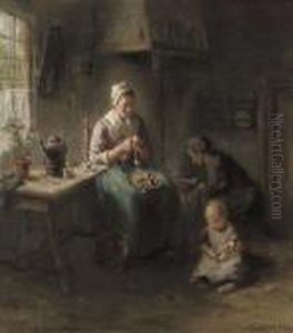 Preparing Dinner by Bernard Johann De Hoog
