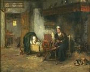 Spinning Wheel by Bernard Johann De Hoog
