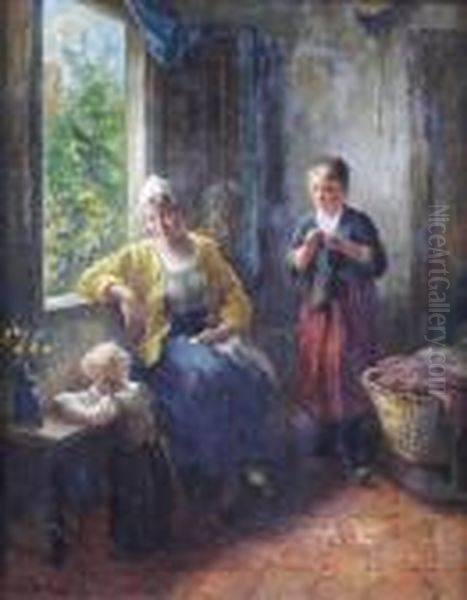 Interior Scene With Two Women And A Child - view 1