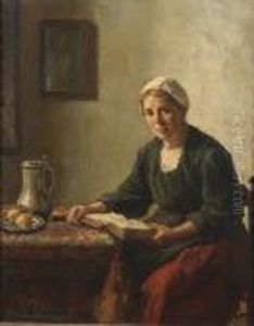 A Lady Reading At A Table by Bernard Johann De Hoog