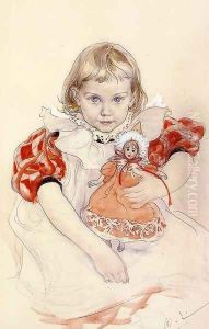 A Young Girl with a Doll by Carl Larsson