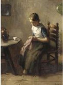 The Young Seamstress by Bernard Johann De Hoog