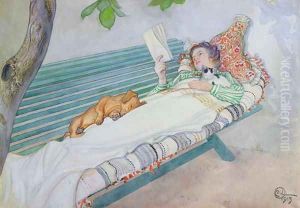 Woman Lying on a Bench by Carl Larsson