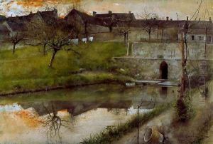 Grez-sur-Loing's Reservoir by Carl Larsson