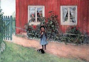 Brita, Cat And A Sandwich by Carl Larsson