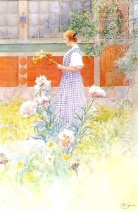 Lisbeth And Peonies by Carl Larsson