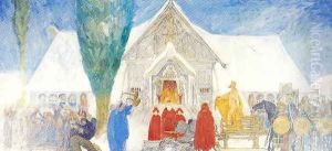 Midwinter Sacrifice sketch by Carl Larsson