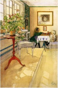 The Chess Game by Carl Larsson