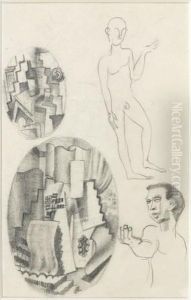 Etude Pour La Composition Ovale Aux Feuilles Roulees by Roger de La Fresnaye