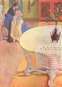 Gunlog With Mother by Carl Larsson