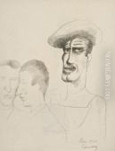 Tete Et Personnages by Roger de La Fresnaye