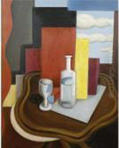 La Table Louis-philippe A La Bouteille Et Au Verre by Roger de La Fresnaye