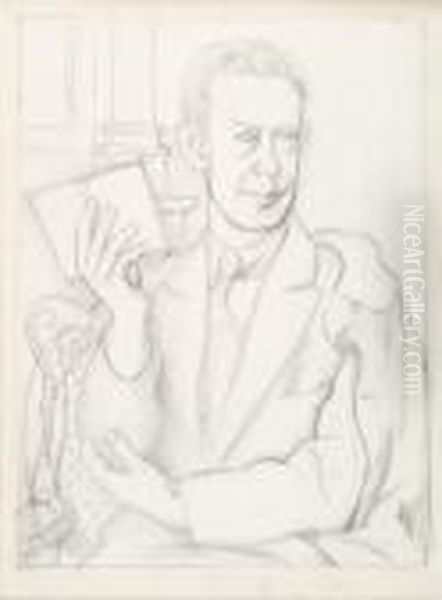 Homme Assis Pensif Aux Mains Croisees Sous Le Menton, Etude Pour Paludes , Circa 1920 - view 1