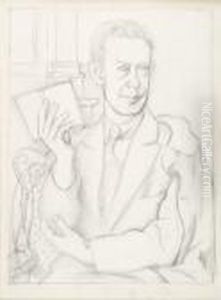 Homme Assis Pensif Aux Mains Croisees Sous Le Menton, Etude Pour Paludes , Circa 1920 by Roger de La Fresnaye