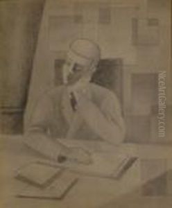 Homme Assis Pensif, Etude Pour Paludes, Circa 1920 by Roger de La Fresnaye