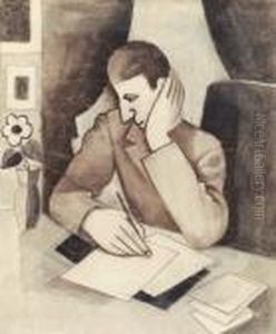 Homme Ecrivant, Etude Pour Paludes, Circa 1920 Homme Ecrivant, Etude Pour Paludes, Circa 1920