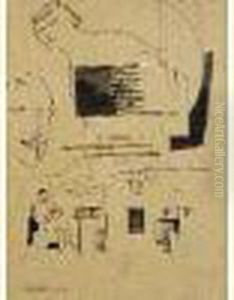 Feuille D'etudes, Figues Et Personnages, Circa 1917-1918 by Roger de La Fresnaye