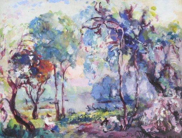 Femme Assise Au Bord Du Lac - view 1