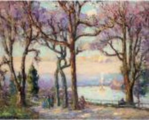 La Promenade Au Bord De La Riviere by Emmanuel De La Villeon