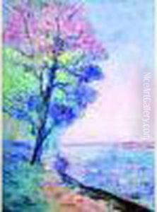 Arbre Au Bord De La Seine, Vers 1895 by Emmanuel De La Villeon