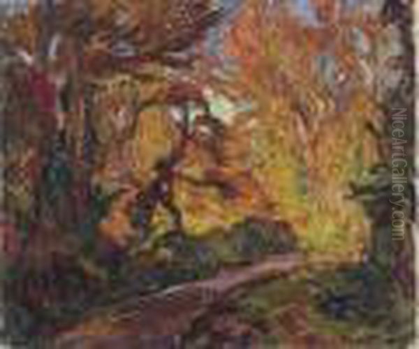 Villeon : Paysage Aux Arbres Roux - view 1