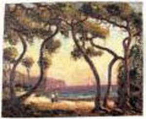 promeneurs En Bord De Mer Sous Les Pins